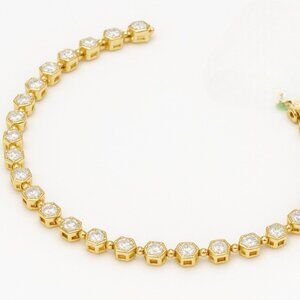 Hexagon 18K Yellow Gold Diamond Tennis Bracelet